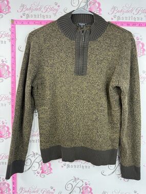 Rino Rossi knit sweater collared Olive Half-Zip Ribbed Sweater